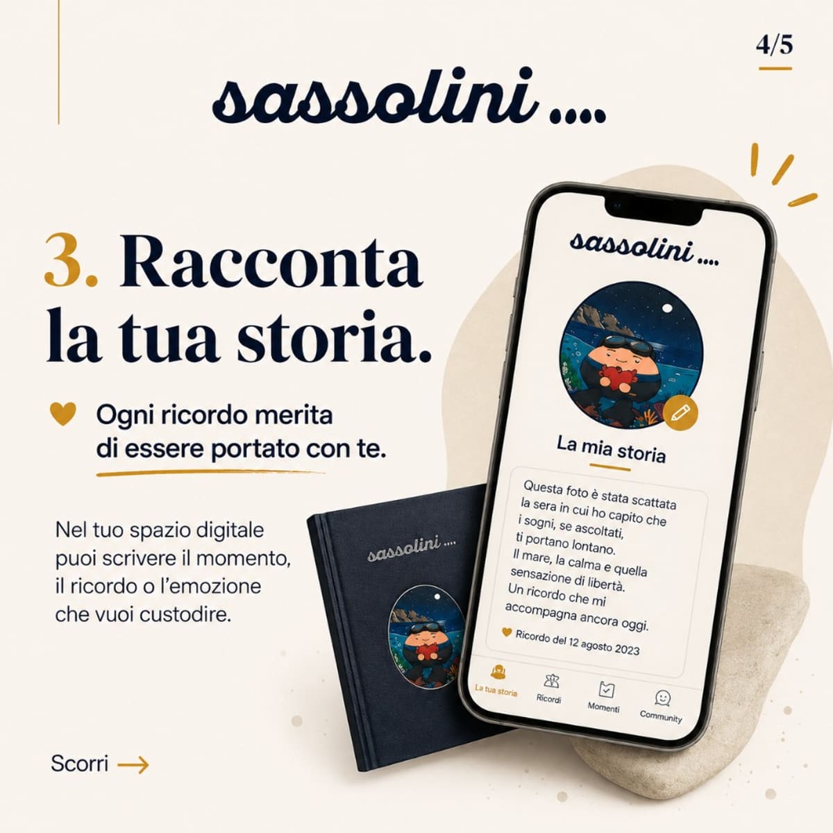 Grafica narrativa Sassolini: spazio digitale personale per la storia