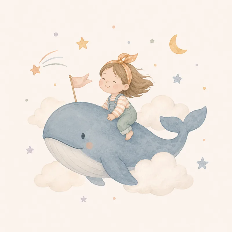 Illustrazione Style Pack: bambina e balena