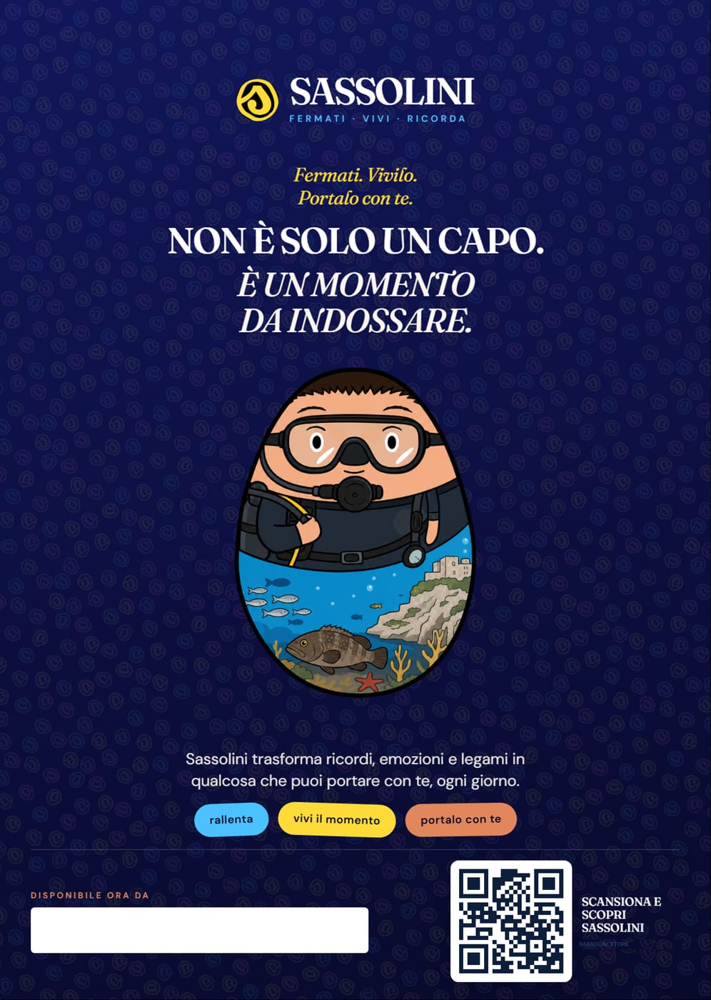 Locandina ufficiale Sassolini con illustrazione e invito a scoprire il progetto