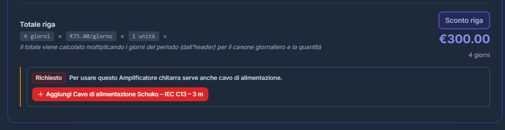 Schermata Quotiva: suggerimento prodotti correlati e accessori per completare l'offerta